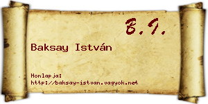 Baksay István névjegykártya